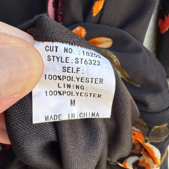 Ember Womens Floral Boho Ruched Bell Sleeves Elastic Hem Flowy Shirt Blouse M - Picture 10 of 11